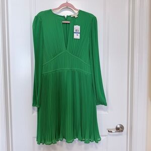 Michael Kors Vibrant Green Pleated Cocktail Dress